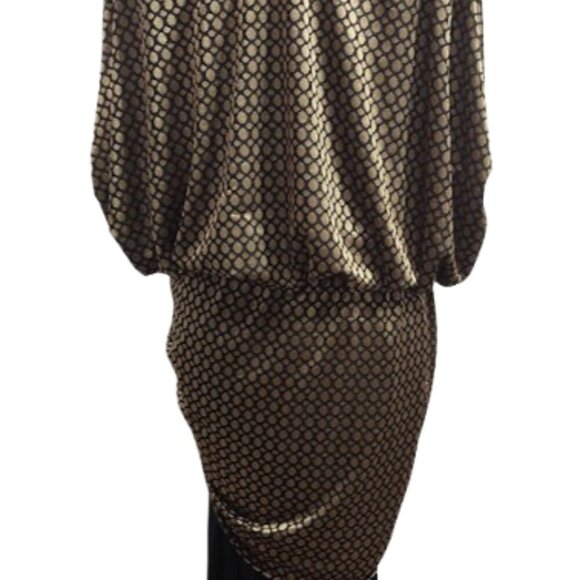 Vintage Miss Dorby Draped Cinched Front Gold and Black Dress Size 6 ! Read ! - Picture 5 of 7